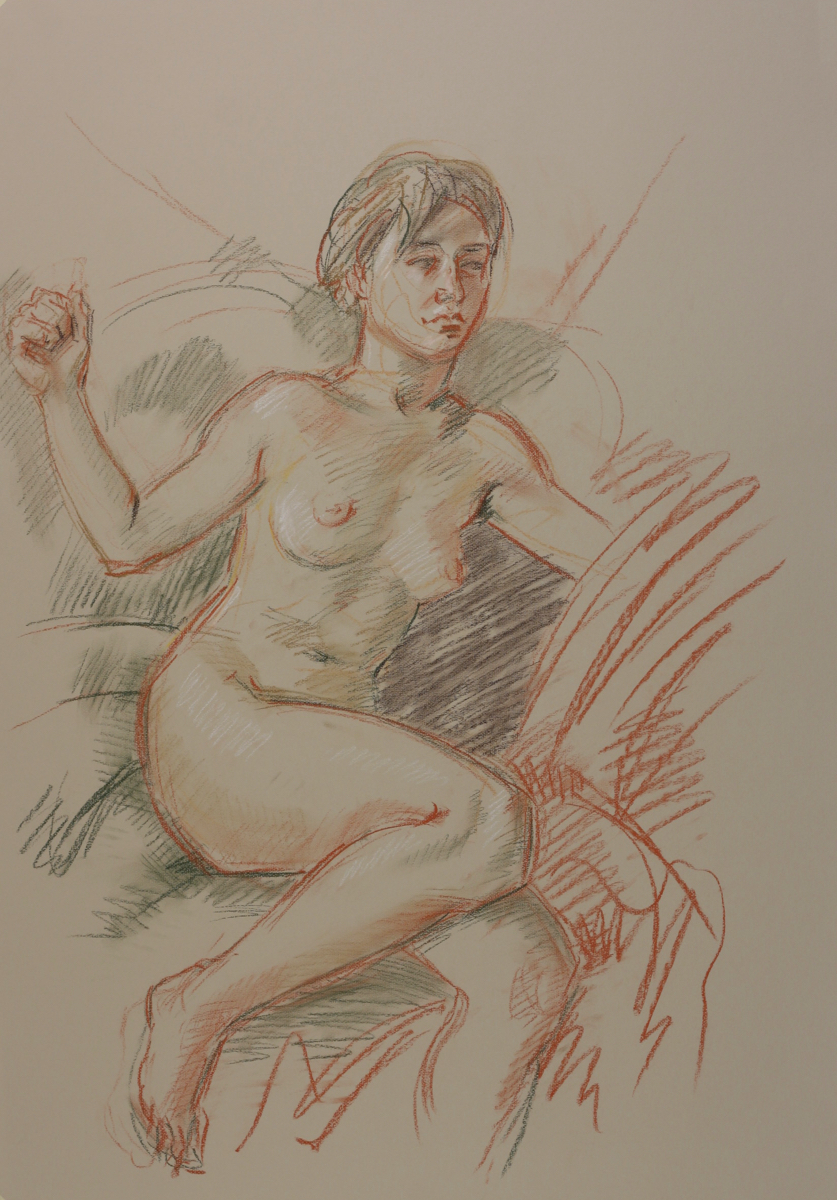 Annunciation Study; chalk on paper, 100 x 70 cm, 2017
