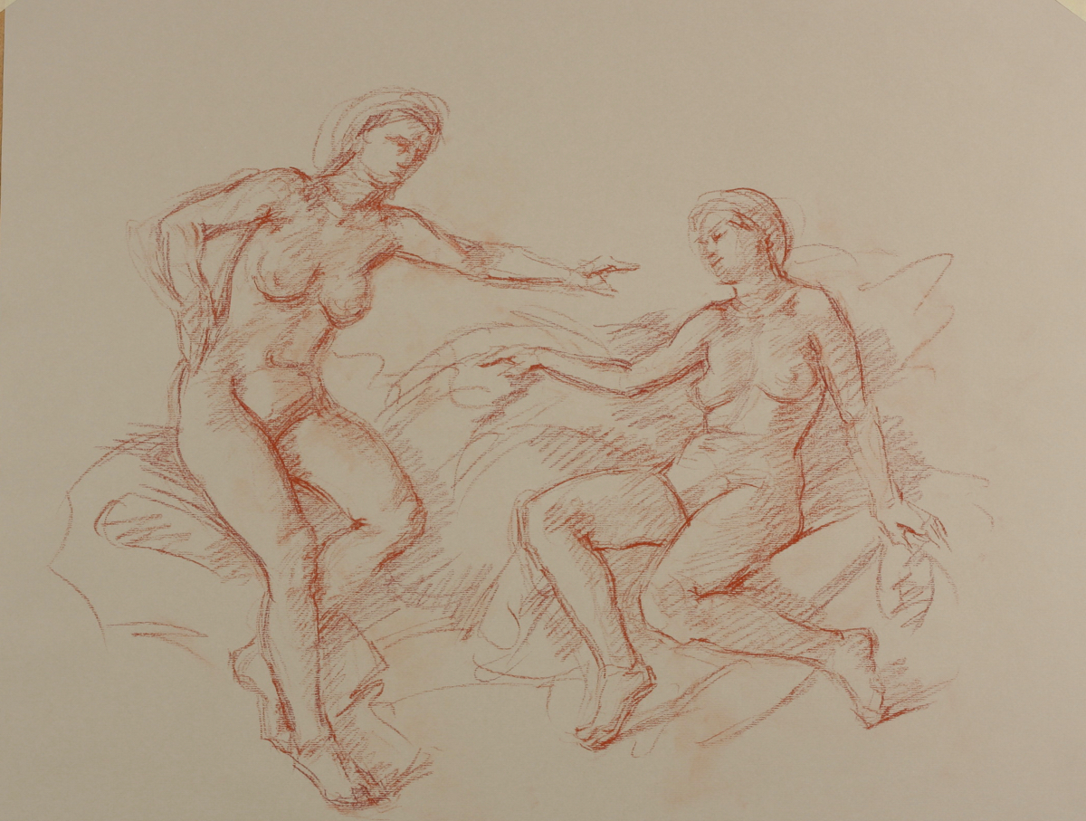 Annunciation Study; chalk on paper, 50 x 65 cm, 2017