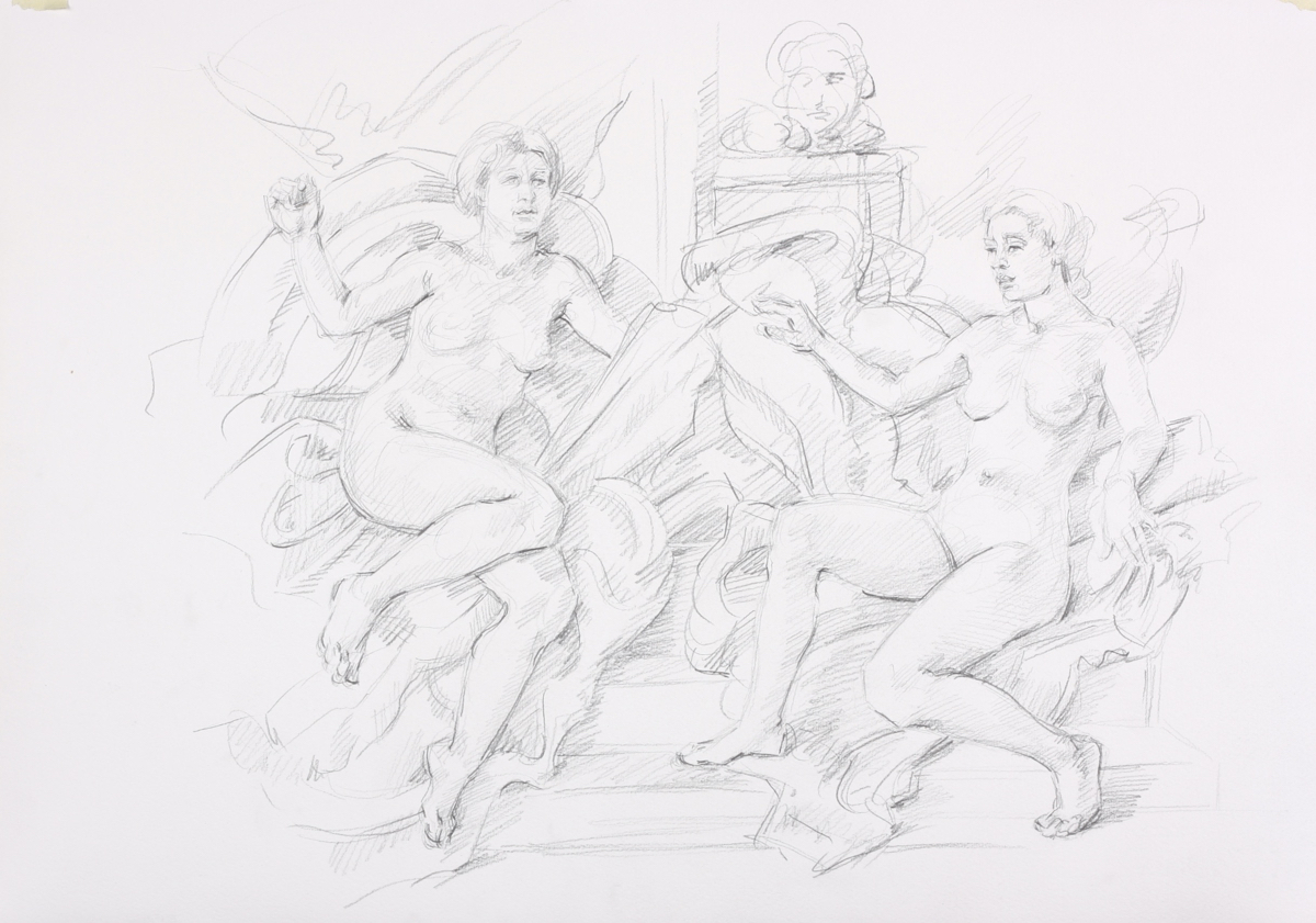 Annunciation Study; graphite on paper, 42 x 59 cm, 2017