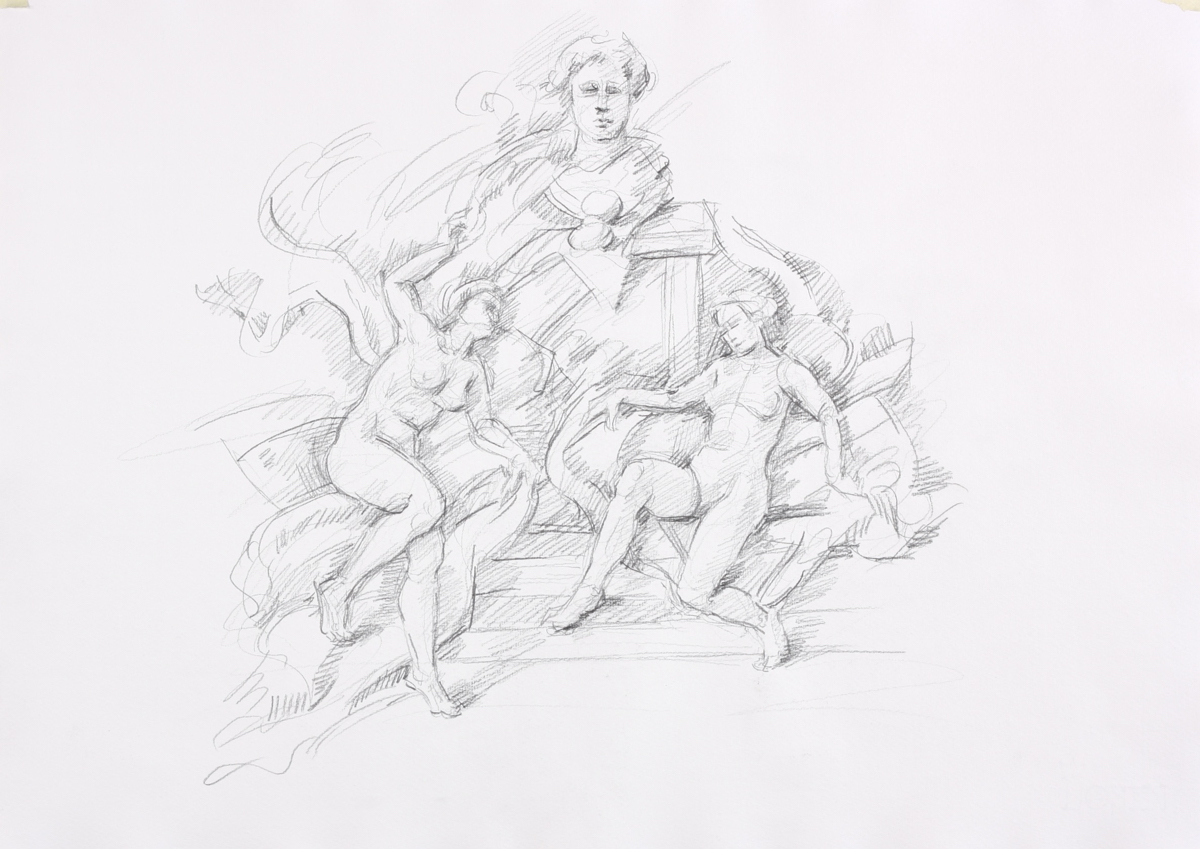 Annunciation Study; graphite on paper, 42 x 59 cm, 2017