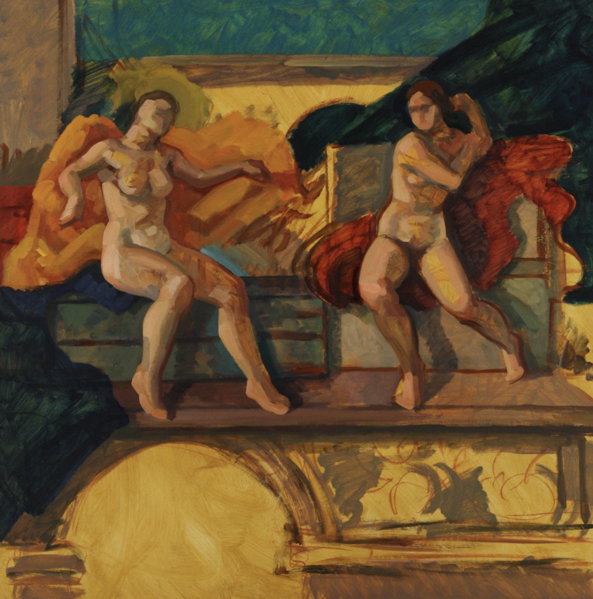 Annunciation; oil on canvas, 105 x 105 cm, 2021